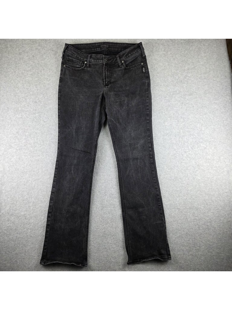 Silver Jeans Co Suki Slim Boot Jeans Womens 12 Black Wash Bootcut Stretch Denim